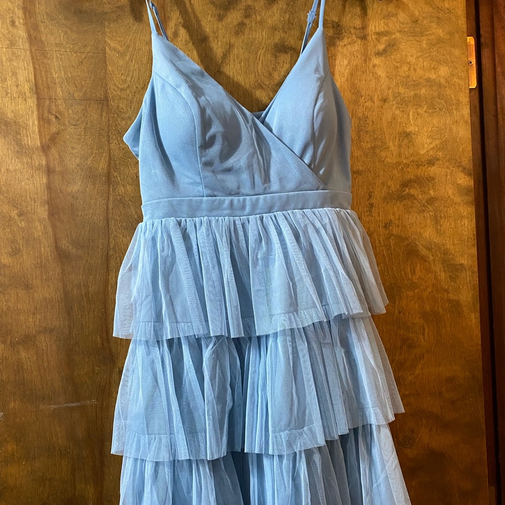 Light Blue Ruffle Dress - Picture 2 of 4